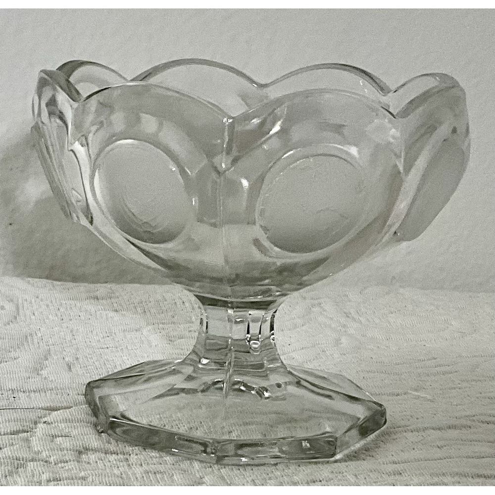 Fostoria‎ 1977 Vintage Coin Footed Bowl Compote Candy Dish Clear Glass Pedestal